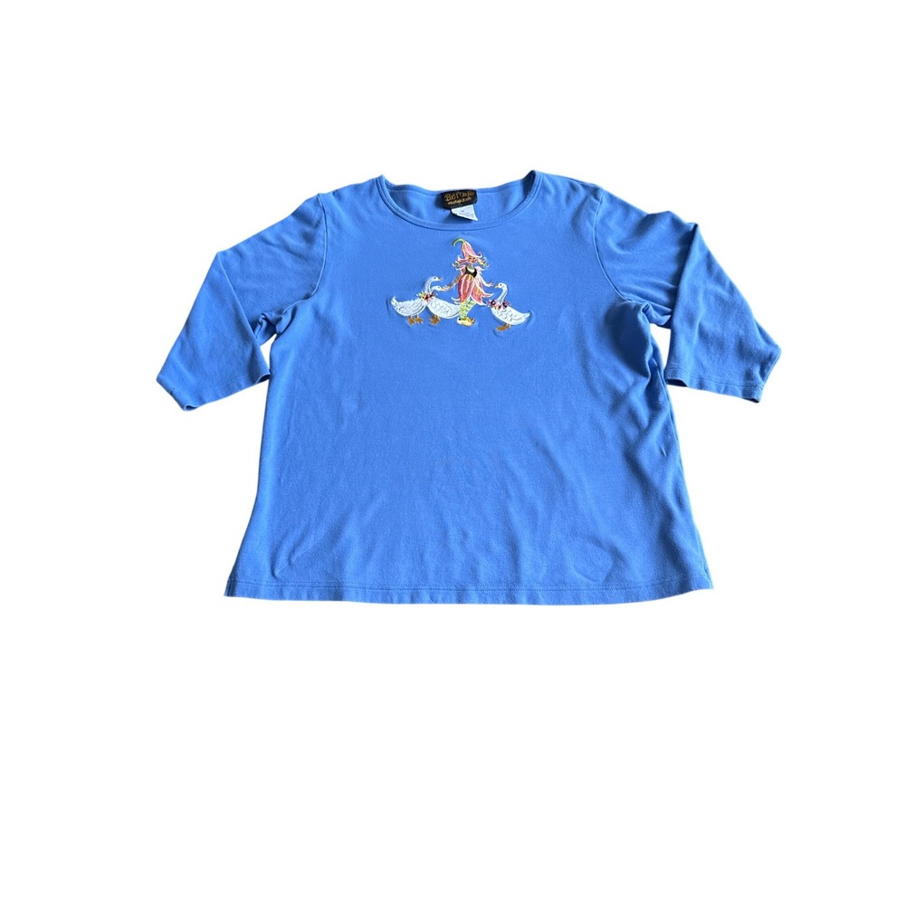 Bob Mackie Wearable Art Fairycore Cottagecore Embroidered Geese‎ Top XL